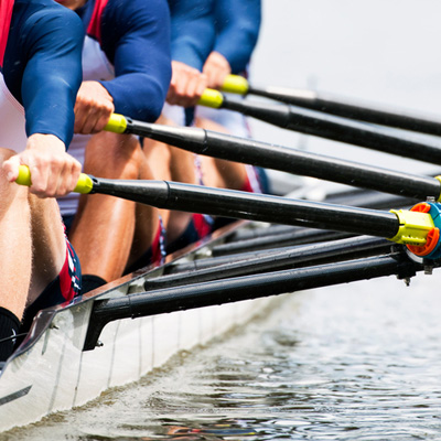 Close up of men's rowing team